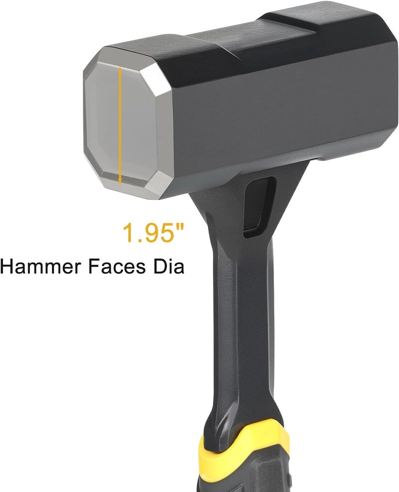 DESHIL 2lb Sledge Hammer - Heavy Duty Forged Forged One Piece Steel Construction with Fiberglass Handle, Perfect for Demolition, Construction, and Driving Stakes - Image 2